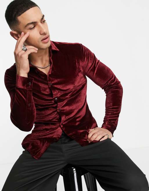 Red velvet store dress shirt