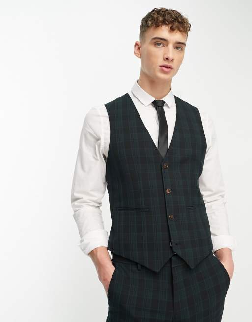 ASOS DESIGN - Skinny-vest i skovgrønne tern, 2 af 2