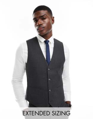 Asos Design Skinny Vest In Charcoal-gray