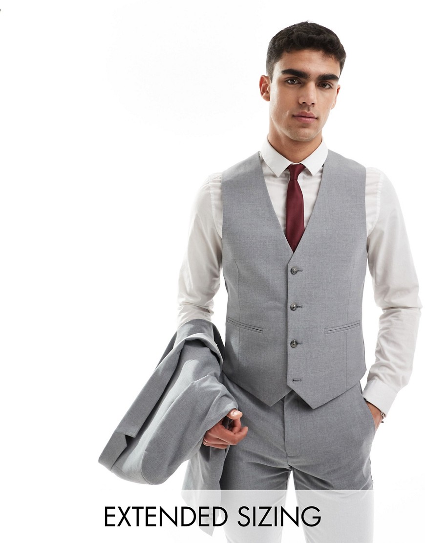 Asos Design Skinny Vest In Gray
