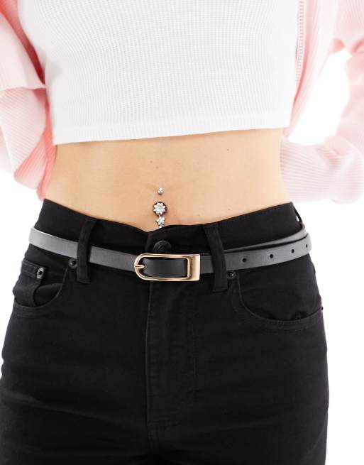 ASOS DESIGN skinny waist and hip belt in black, 3 of 4