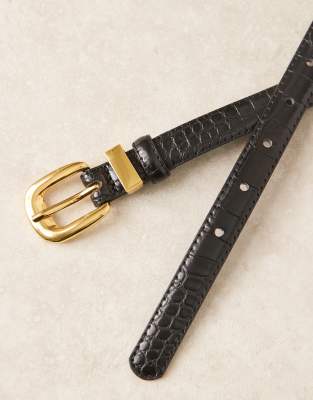 Asos Design Skinny Waist And Hip Jeans Belt With Metal Keeper