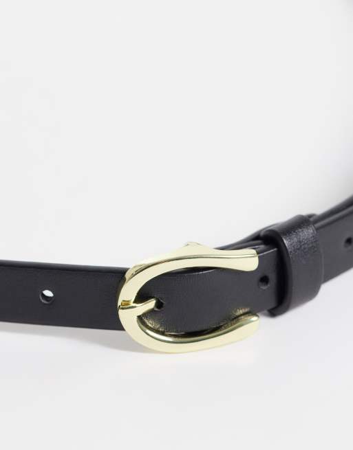 ASOS DESIGN skinny waist and hop half moon belt in black, 3 of 4