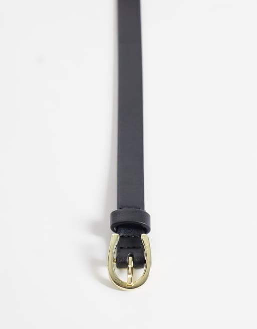 ASOS DESIGN skinny waist and hop half moon belt in black, 4 of 4