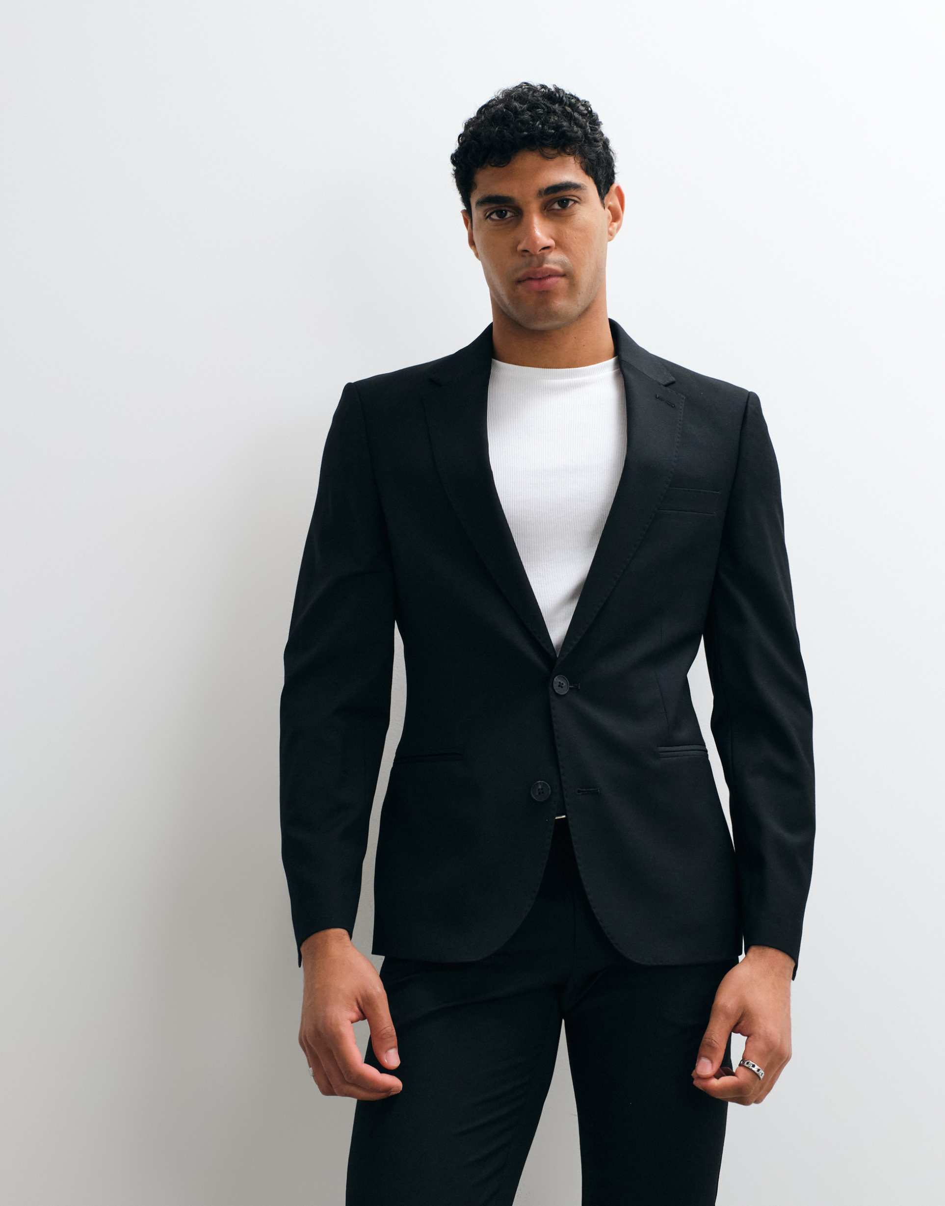 ASOS DESIGN skinny washable wool suit blazer in black