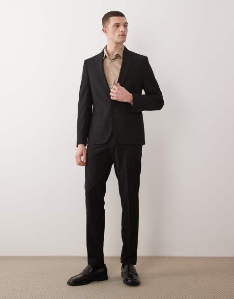 ASOS DESIGN skinny washable wool suit in black - view 1