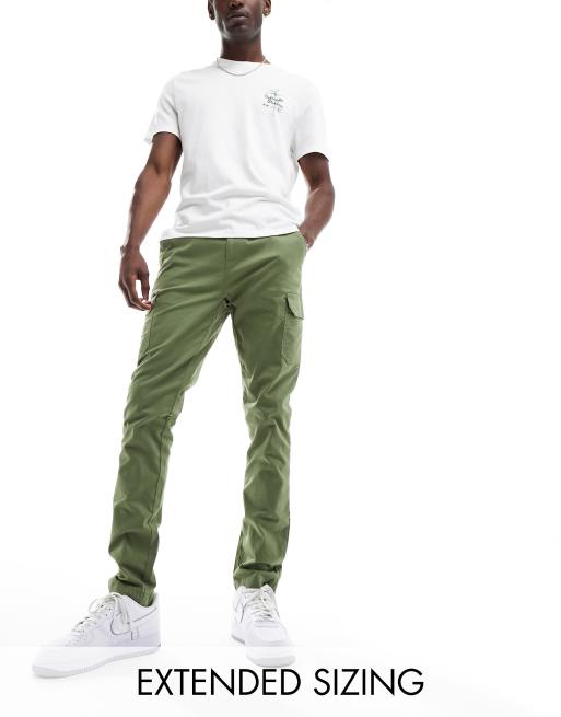 ASOS DESIGN skinny washed cargos in khaki 