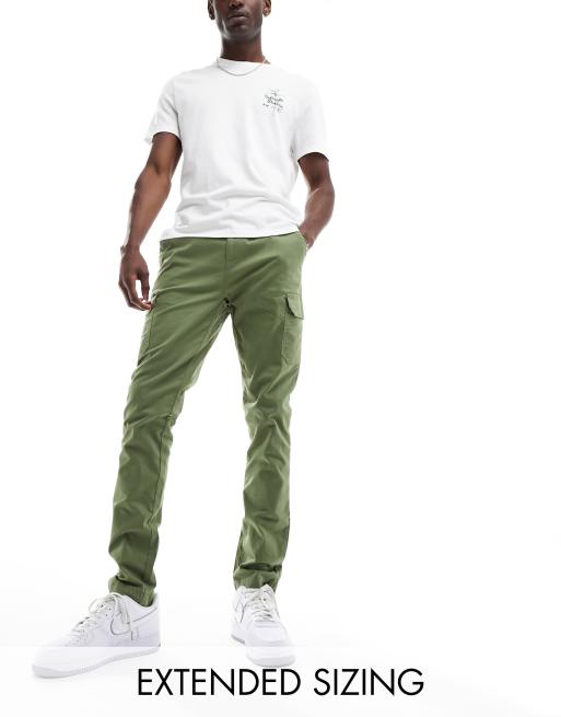 ASOS DESIGN slim fit cargo pants in washed khaki