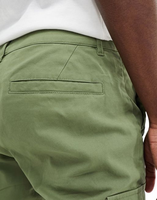 ASOS DESIGN skinny cargo cuffed pants in khaki - ShopStyle