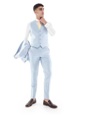 asos ASOS DESIGN skinny wedding suit in blue texture
