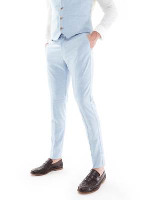 Asos Design Skinny Wedding Suit Pants In Blue