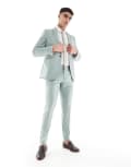 [ASOS DESIGN] ASOS DESIGN skinny wedding suit pants in green texture W36 L34 Sage green