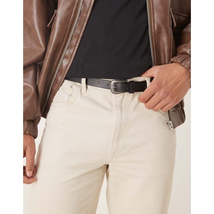  western style belt ASOS DESIGN faux leather western buckle belt in black | ASOS main image 4