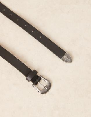 Asos Design Skinny Western Belt In Black