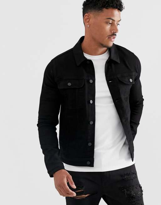 Asos men's on sale black denim jacket