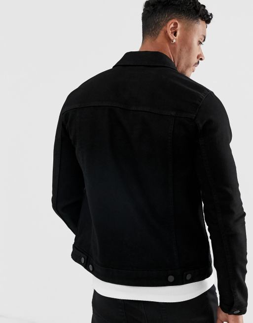 ASOS DESIGN skinny western denim jacket in black