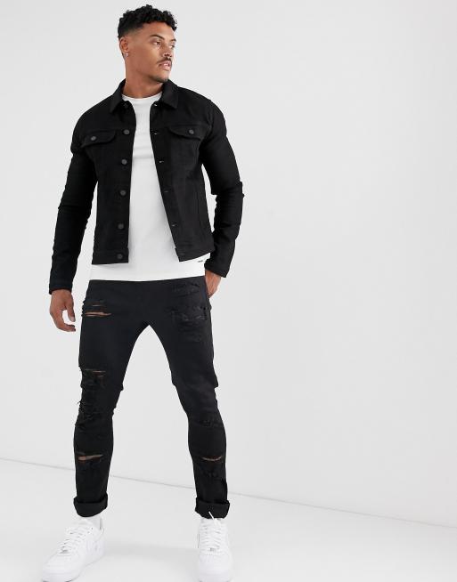 Asos men's shop black denim jacket