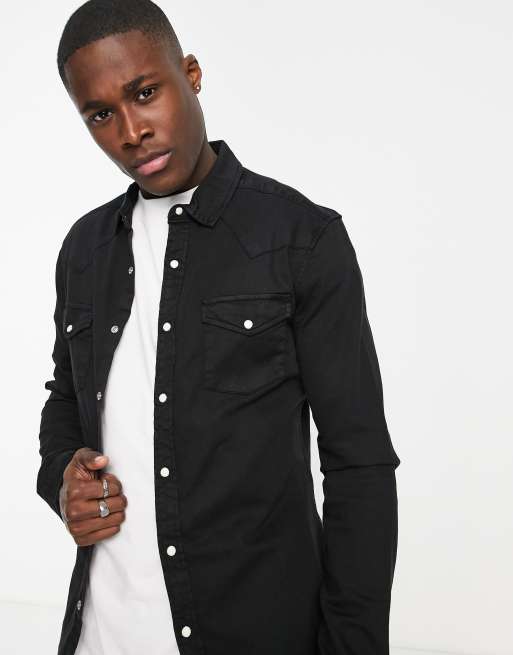 Asos black denim store shirt