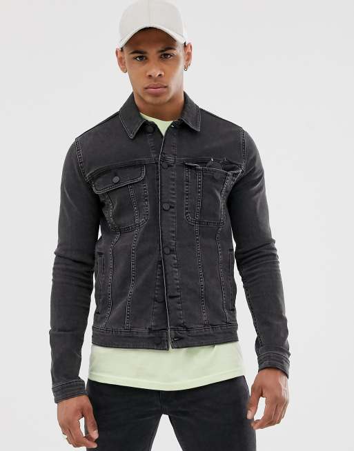ASOS DESIGN - Skinny western jack van denim in zwart met wassing, 4 van 4