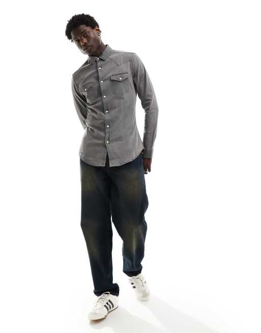 ASOS DESIGN - Skinny western overhemd van denim in zwart met wassing, 4 van 4