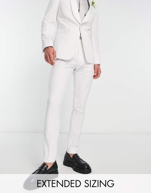 ASOS DESIGN skinny white on white tuxedo suit pants