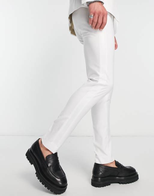 Pearl White Ultra Slim Fit Women's Pants – LITTLE BLACK TUX