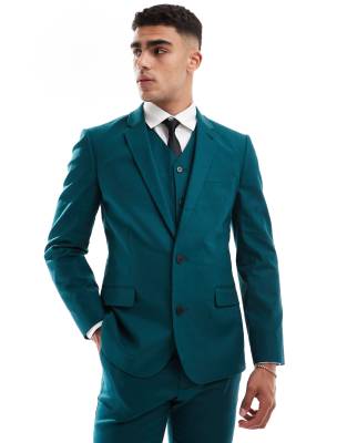 ASOS DESIGN ASOS DESIGN skinny with linen suit jacket in teal green