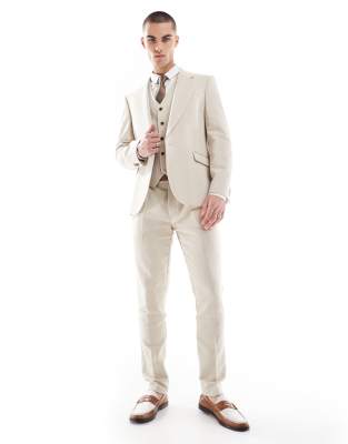 Asos Design Skinny Wool Blend Suit Jacket In Neutral