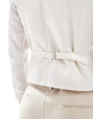 Asos Design Skinny Wool Blend Suit Vest In Neutral