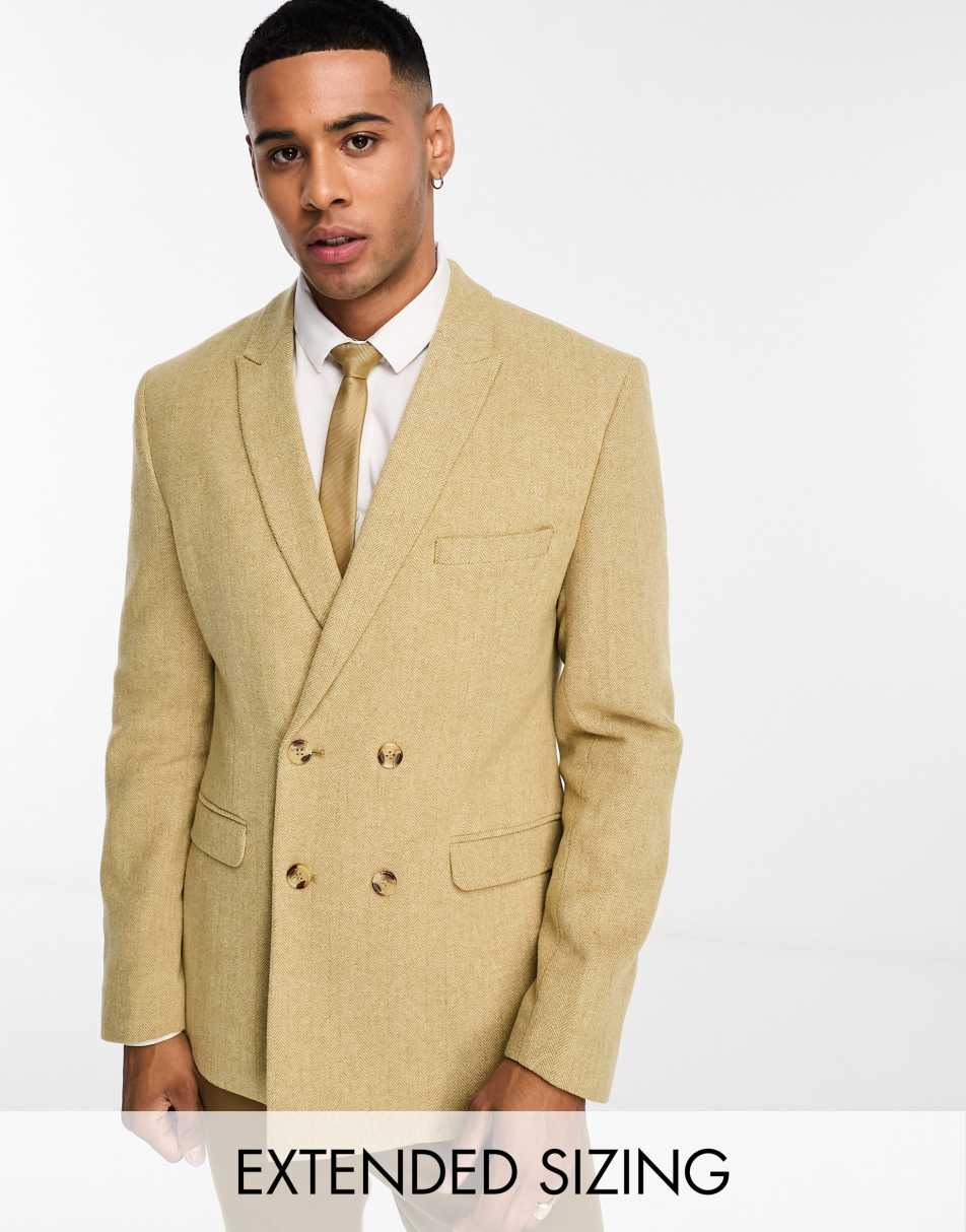 ASOS DESIGN regular suit jacket in burgundy pinstripe