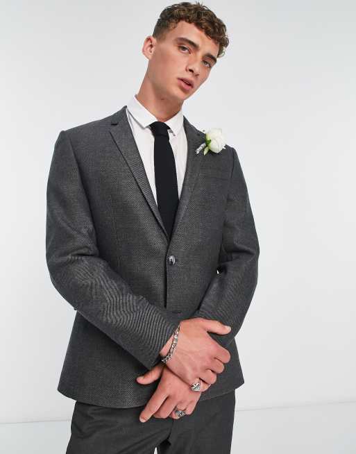 ASOS DESIGN suit with belt in gray twill