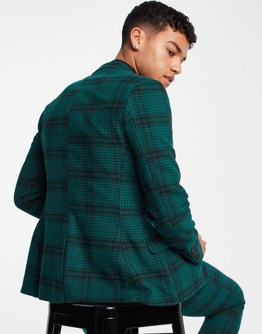 ASOS DESIGN skinny suit jacket in green gingham