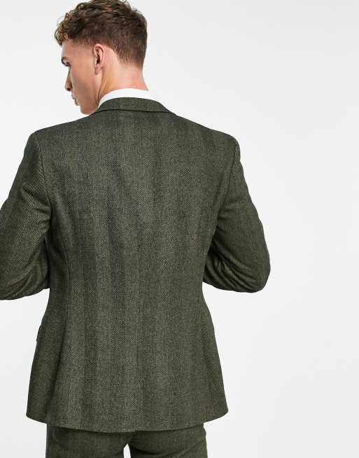 Green herringbone tweed jacket sale