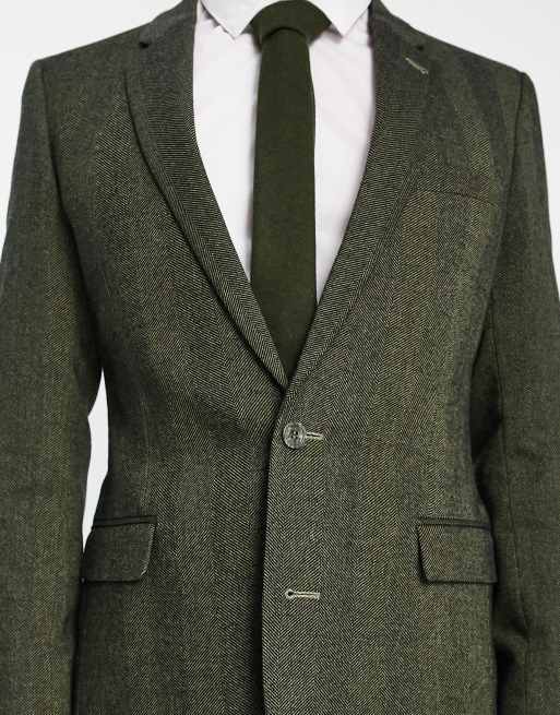 Green herringbone deals tweed suit