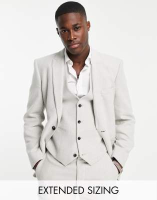ASOS DESIGN skinny wool mix suit jacket in ice gray twill