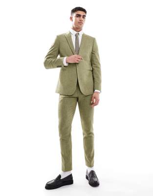 Asos Design Skinny Wool Mix Suit Jacket In Green