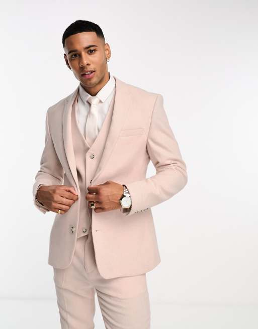 ASOS DESIGN Mix & Match suit with linen in hot pink