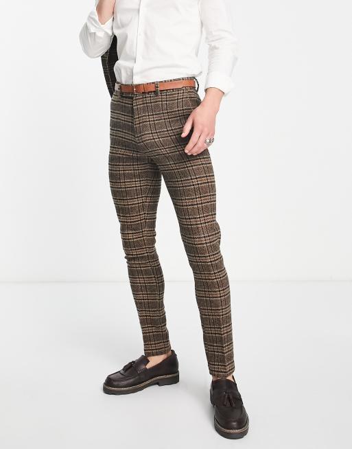 ASOS DESIGN skinny wool mix suit in brown check, 3 of 3