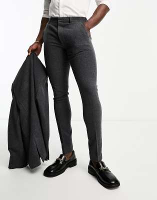 ASOS DESIGN slim suit pants in charcoal