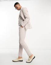 ASOS DESIGN wedding slim suit pants with micro texture in stone | ASOS