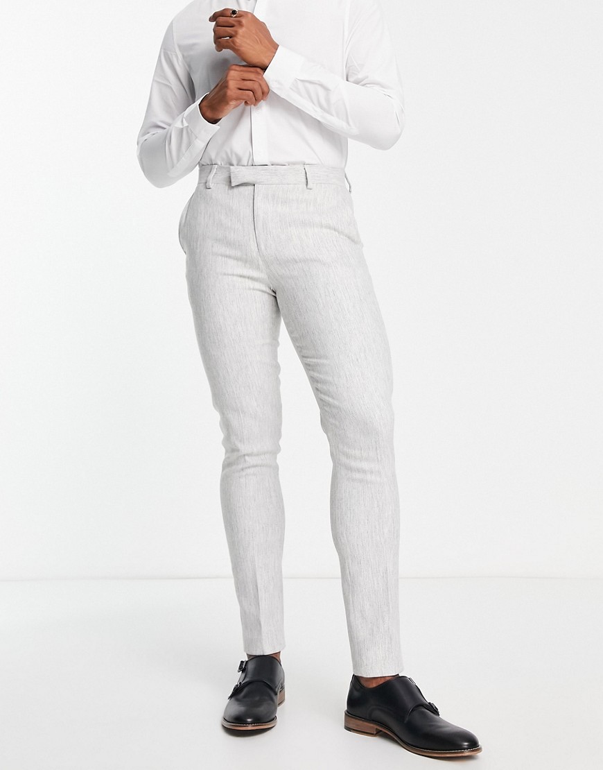 ASOS DESIGN skinny wool mix suit trousers in ice grey twill