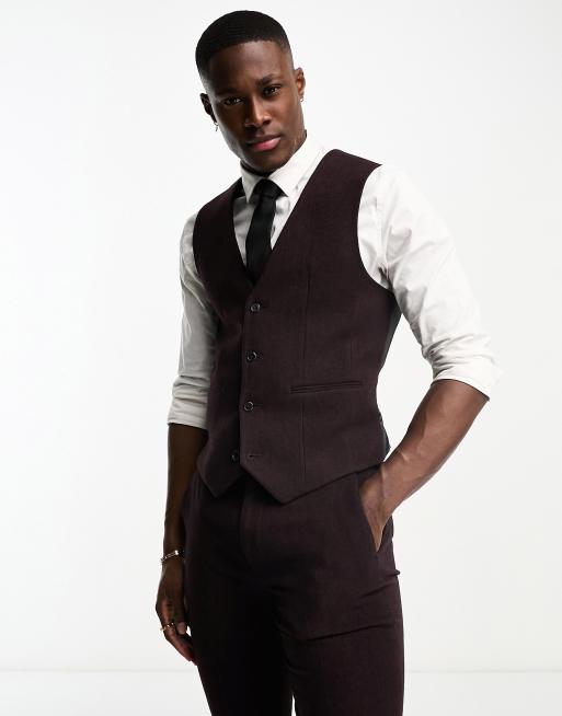 Burgundy sale wool waistcoat