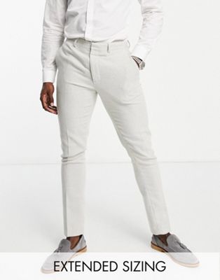ASOS DESIGN skinny wool mix trousers in ice grey twill