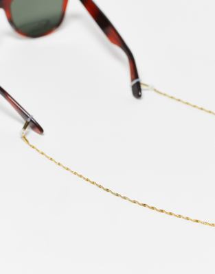 ASOS DESIGN - Skinny zonnebrilketting met gedraaide schakels van waterbestendig roestvrij staal in goudkleur
