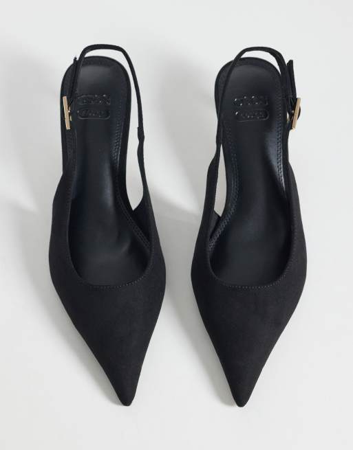 ASOS DESIGN - Skip - Scarpe in camoscio sintetico nere con tacchetto a spillo e cinturino posteriore, 2 di 4
