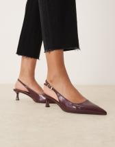 ASOS DESIGN Leonora slingback ballets in burgundy croc