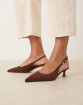 ASOS DESIGN Leonora slingback ballets in burgundy croc