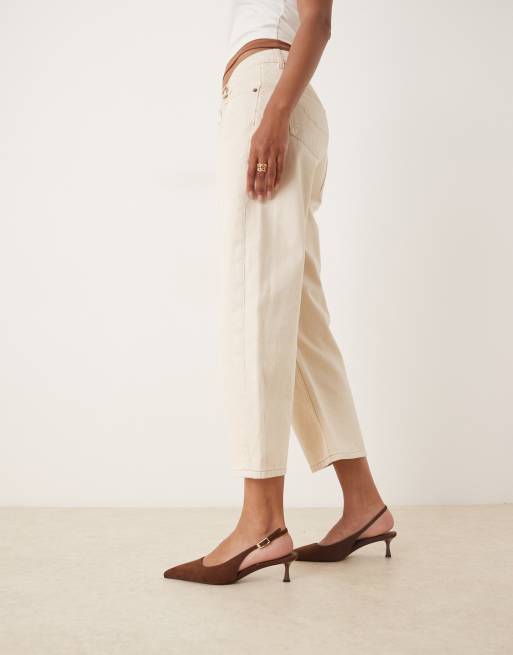 ASOS DESIGN Skip slingback kitten heel shoes in chocolate suedette