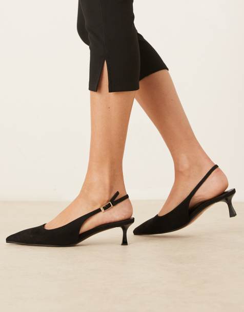 ASOS DESIGN – Skip – Svarta skor i mockaimitation med hälrem och taxklackar - view 1