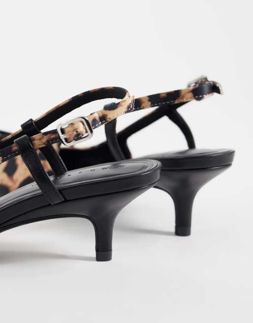 ASOS DESIGN Skippy bow detail slingback kitten heel shoes in leopard, 4 of 4